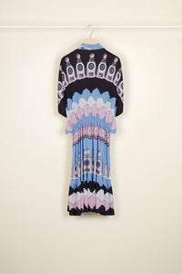 Robe midi imprimée à smocks - Clouds