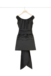 Robe épaules nues à pans drapés - Noir