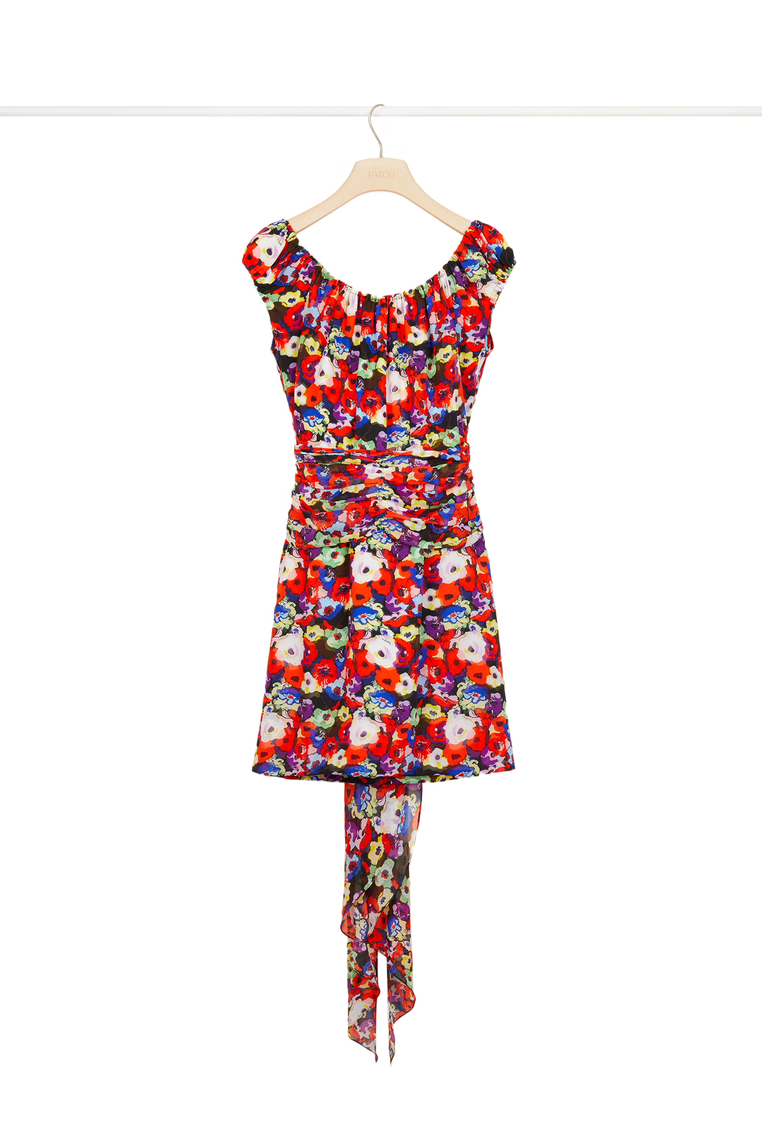 Robe en soie imprimée à épaules dénudées - Flowers Bloom