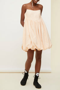 Robe bustier fleurie forme boule - Fleur de Pêche