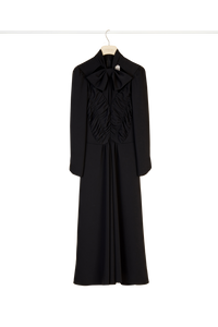 Robe midi à col noeud ajouré - Noir