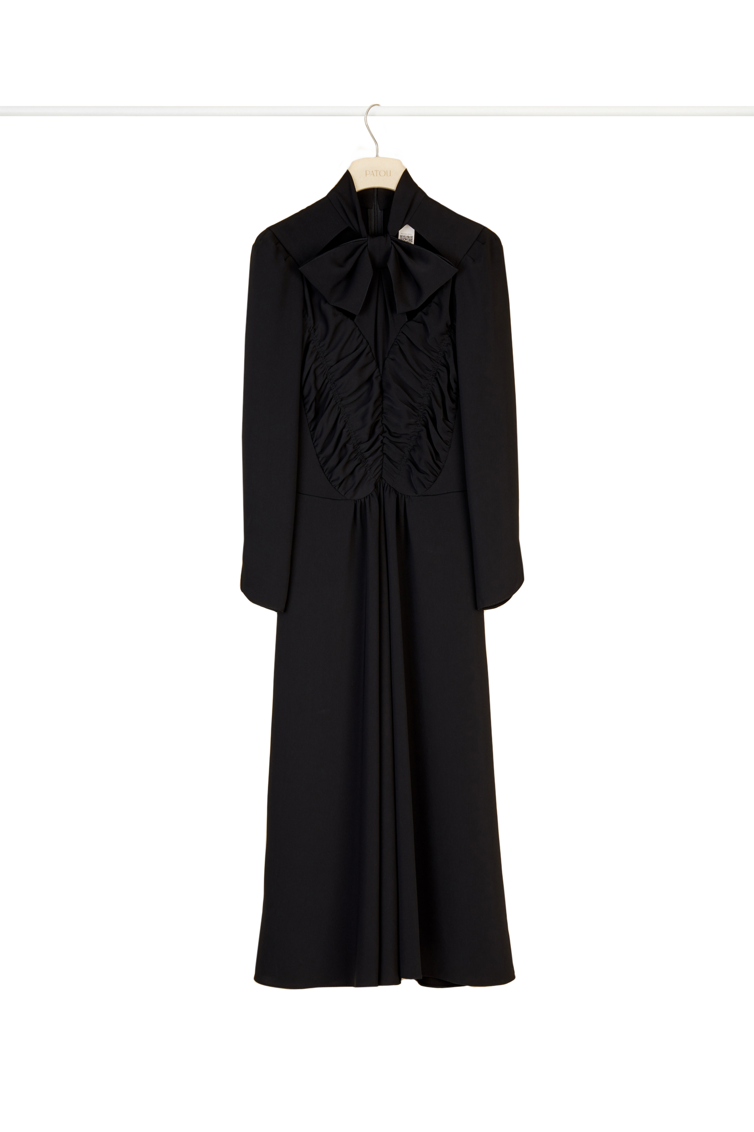 Robe midi à col noeud ajouré - Noir