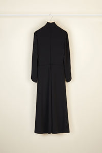 Robe midi à col noeud ajouré - Noir