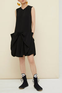 Robe courte à jupe noeud - Noir