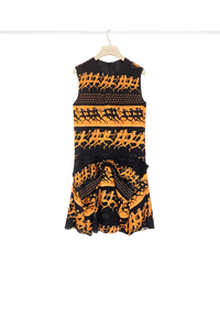 Robe courte à jupe noeud - Noir et ocre