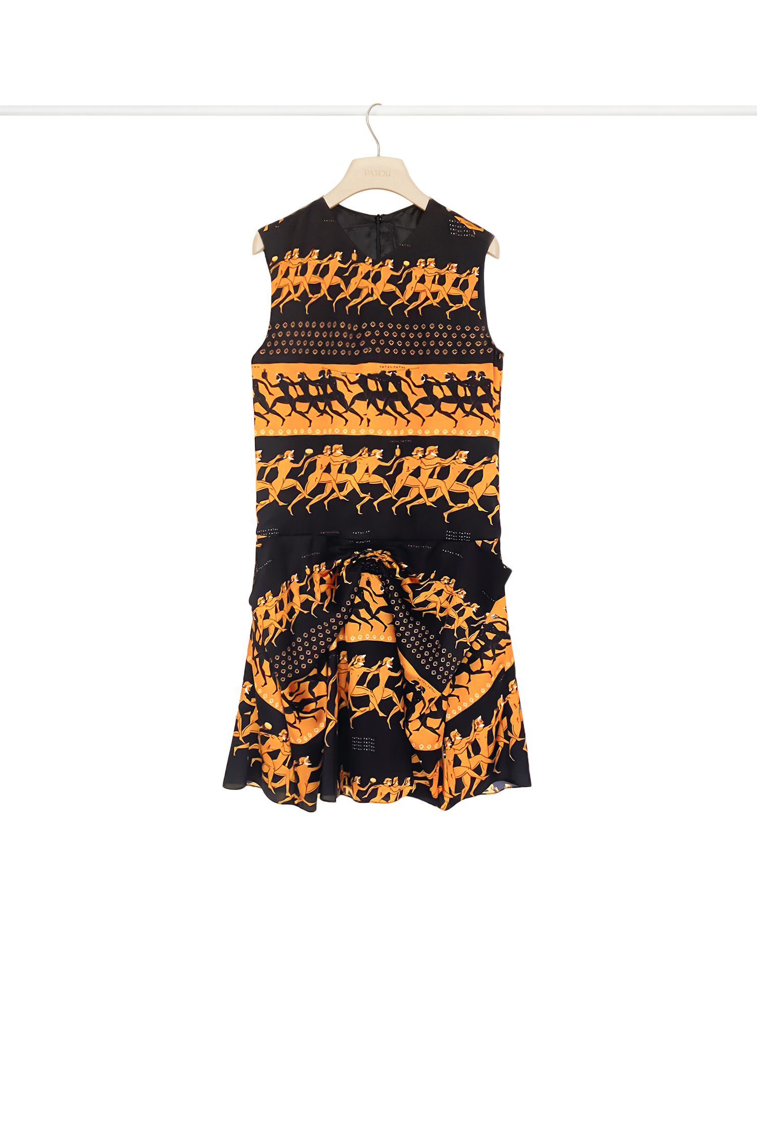 Robe courte à jupe noeud - Noir et ocre