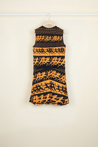 Robe courte à jupe noeud - Noir et ocre