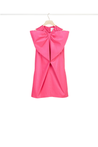 Robe en velours à maxi noeud - Framboise