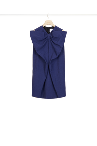 Robe en seersucker à maxi noeud - Bleu Persan