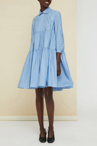 Robe chemise à volants - Bleu
