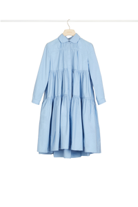 Robe chemise à volants - Bleu