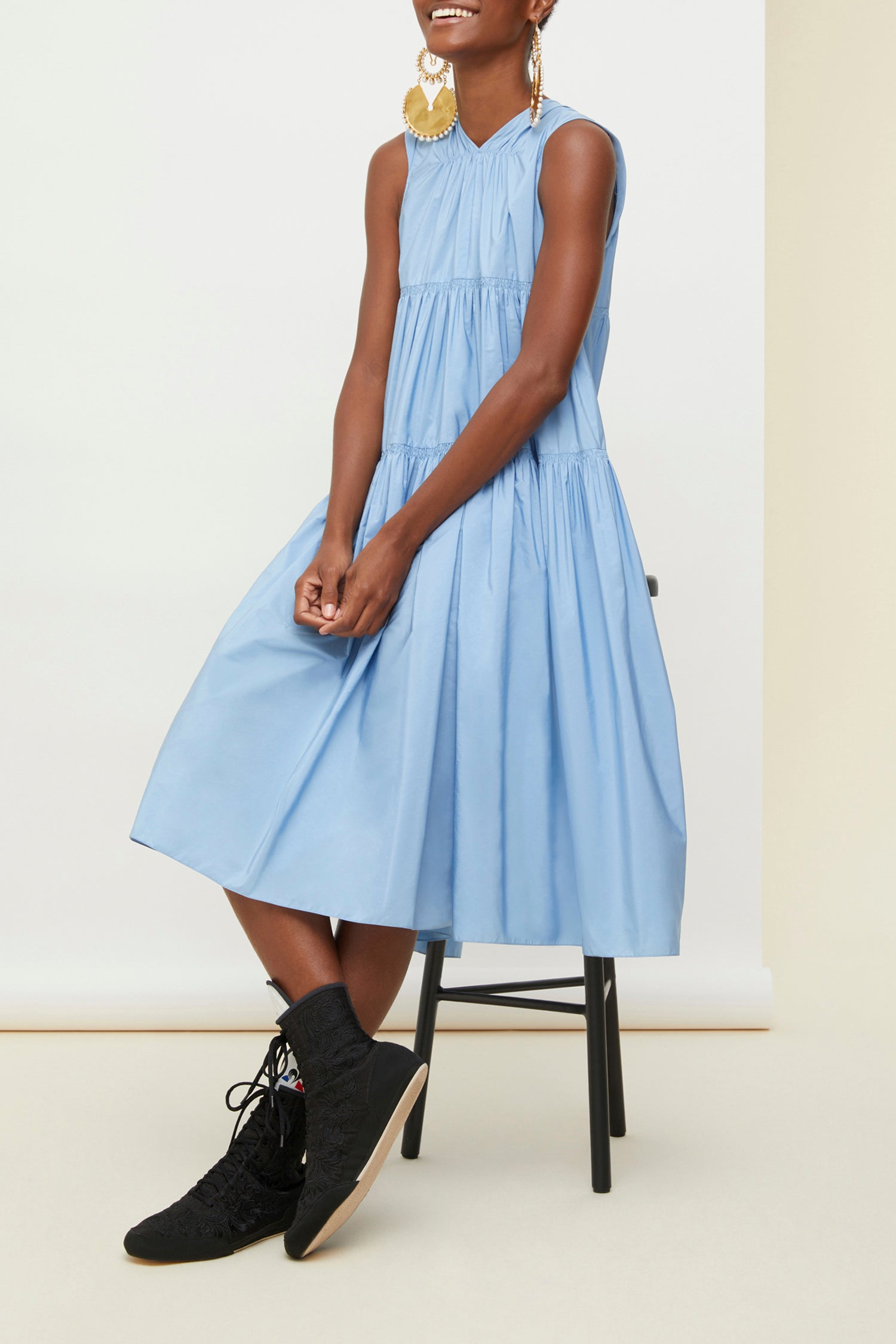 Robe maxi à volants - Bleu