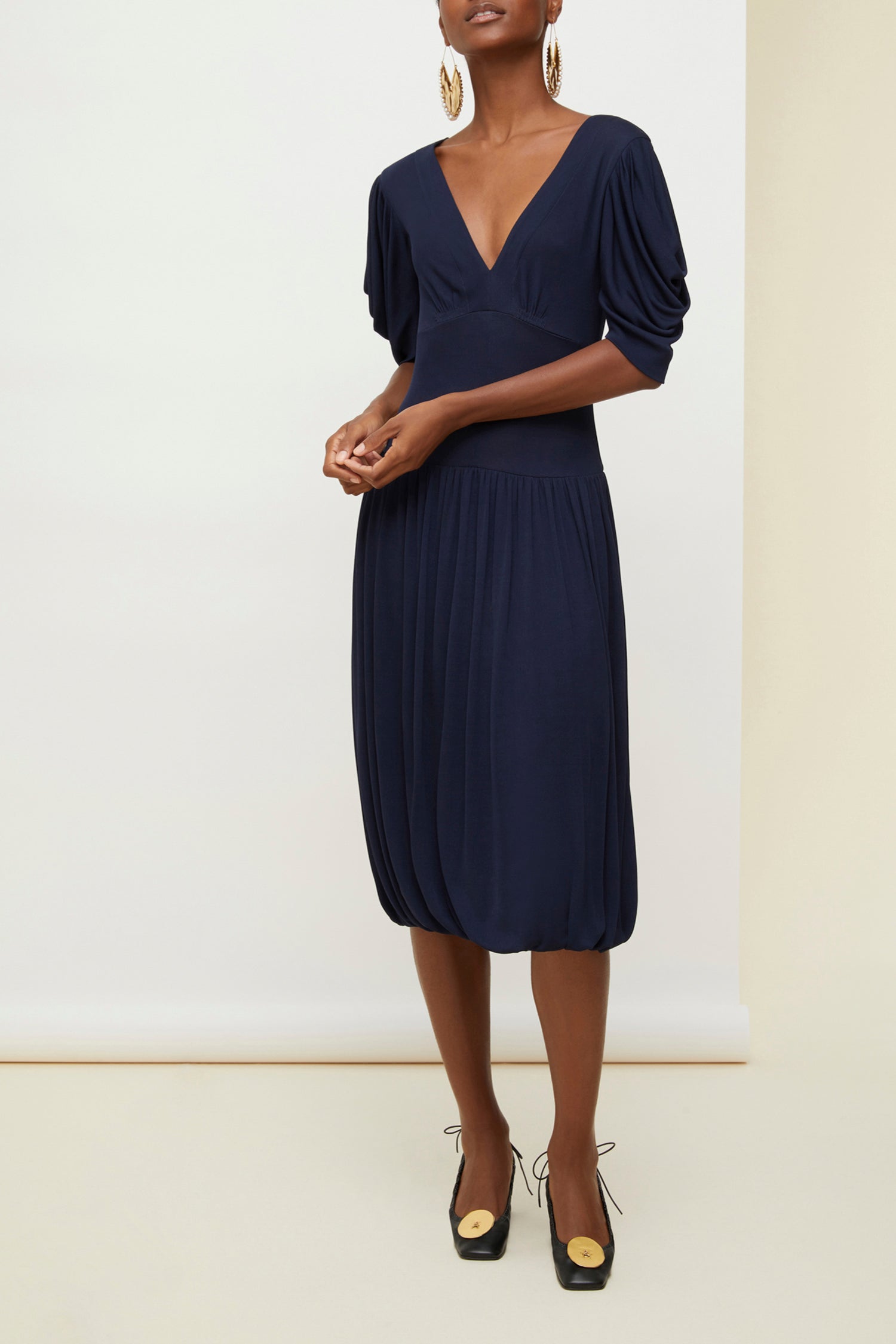 Robe boule longueur midi - Bleu Saphir