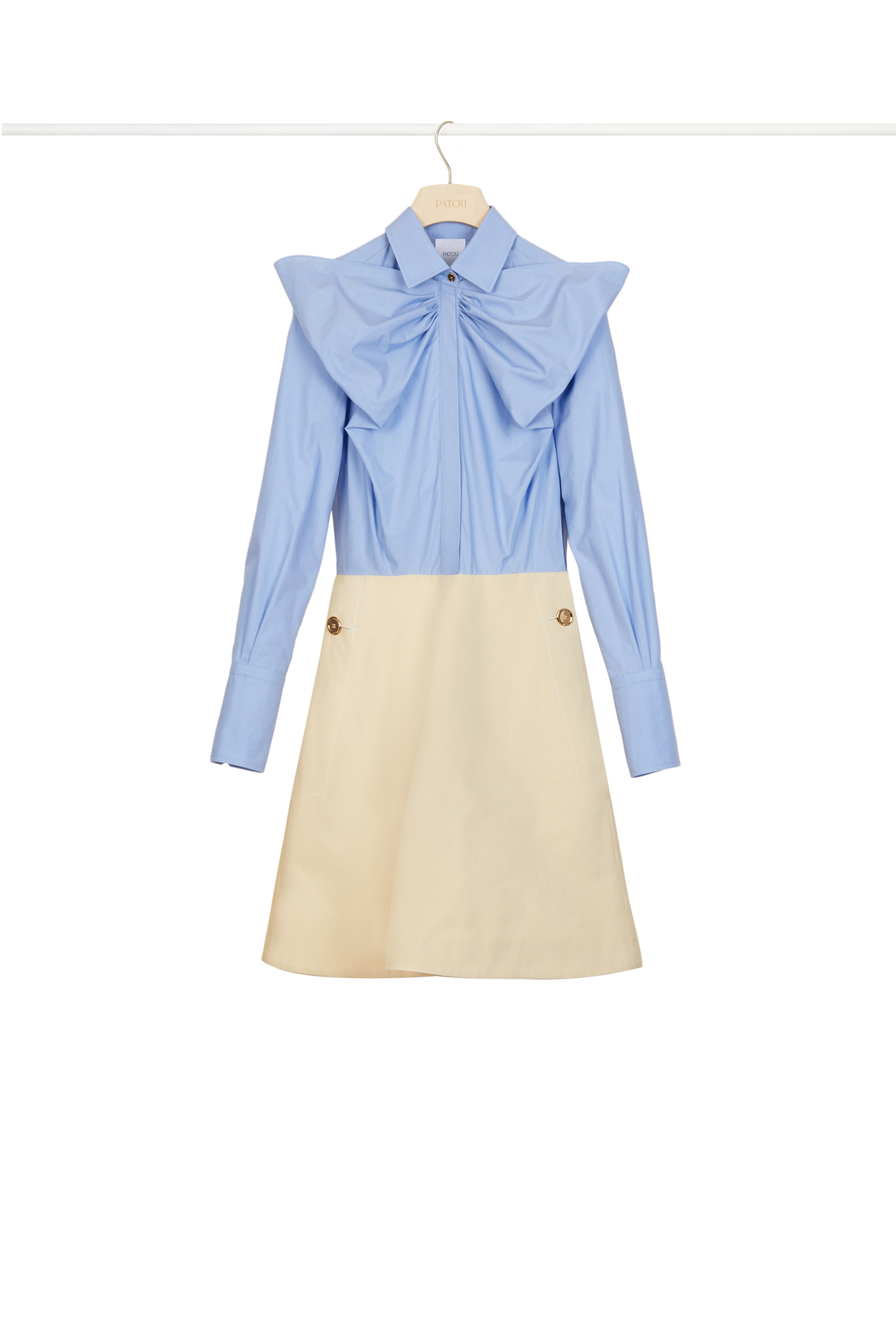 Robe bicolore à col noeud - Vanille et Bleu