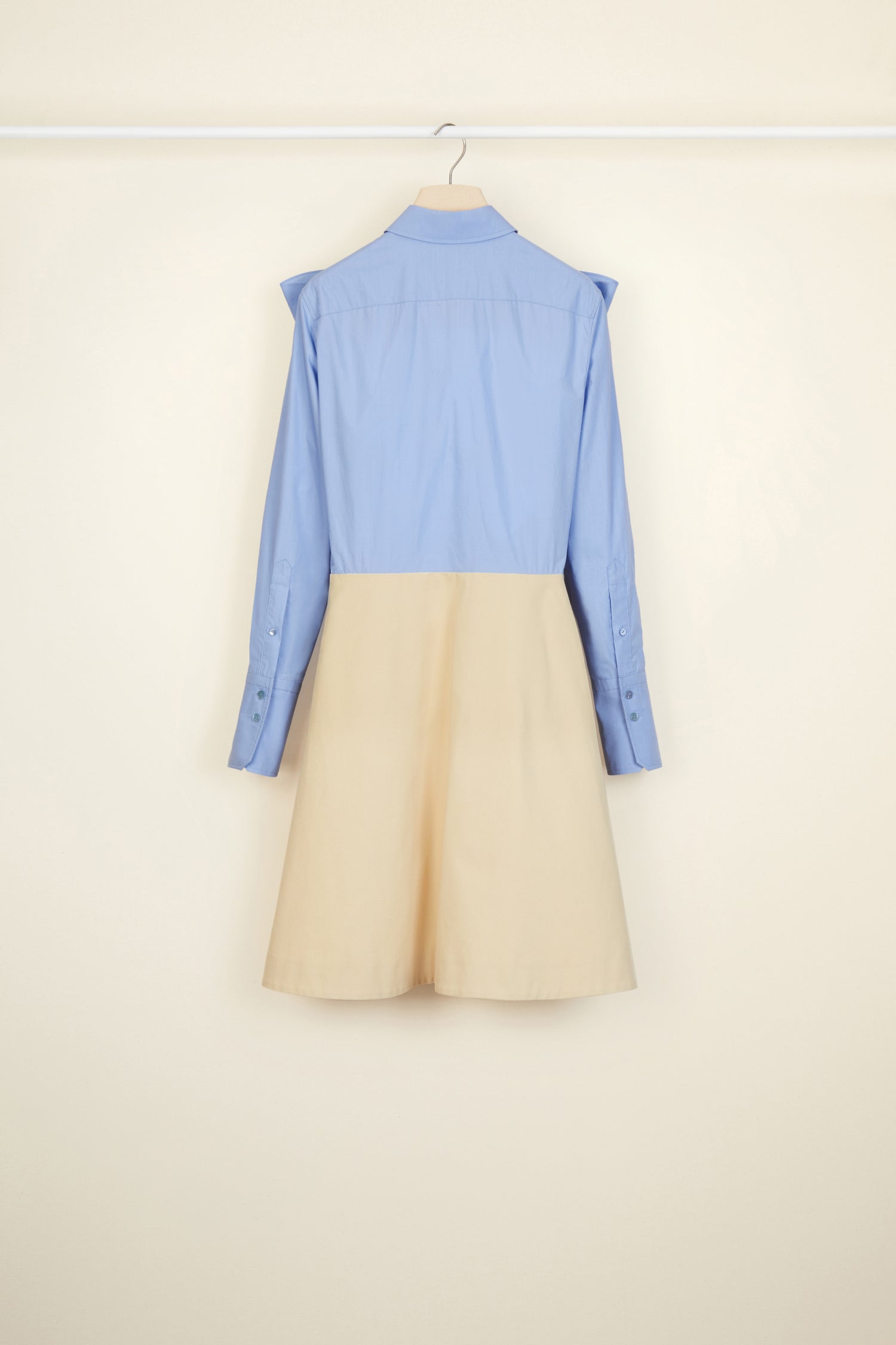 Robe bicolore à col noeud - Vanille et Bleu