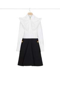 Robe bicolore à col noeud - Noir et Blanc