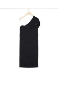 Robe en cloqué à épaule dénudée - Noir