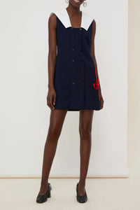 Robe nautique en laine d’été - Bleu Marine