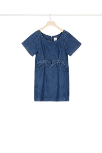 Robe courte en denim à noeuds - Bleu Indigo