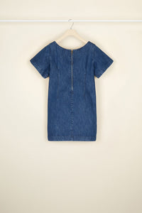 Robe courte en denim à noeuds - Bleu Indigo
