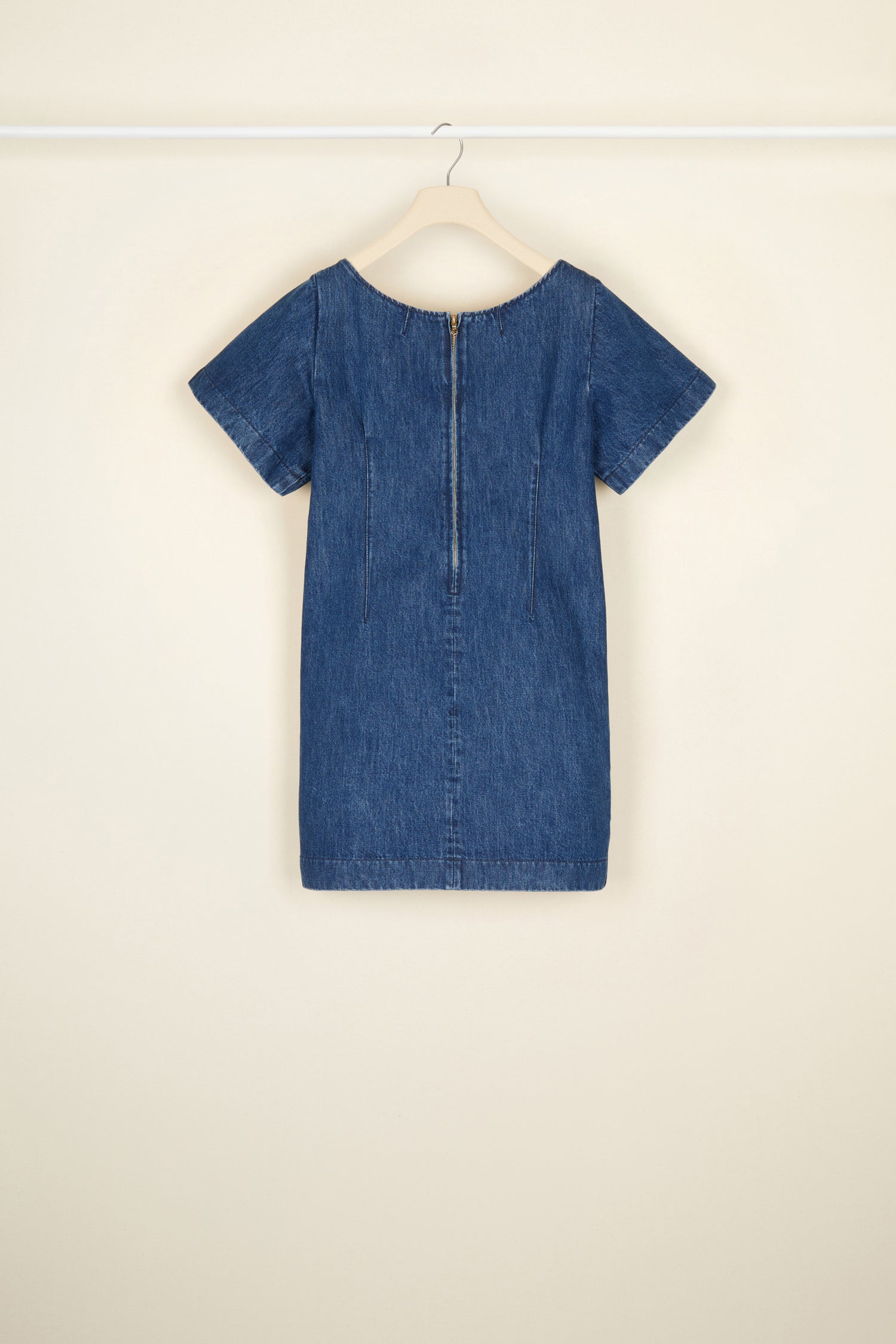 Robe courte en denim à noeuds - Bleu Indigo