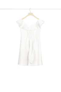 Robe à volants en coton chevronné - Perle