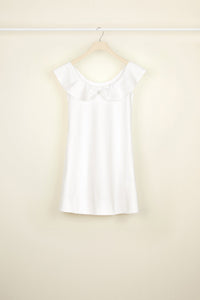Robe à volants en coton chevronné - Perle