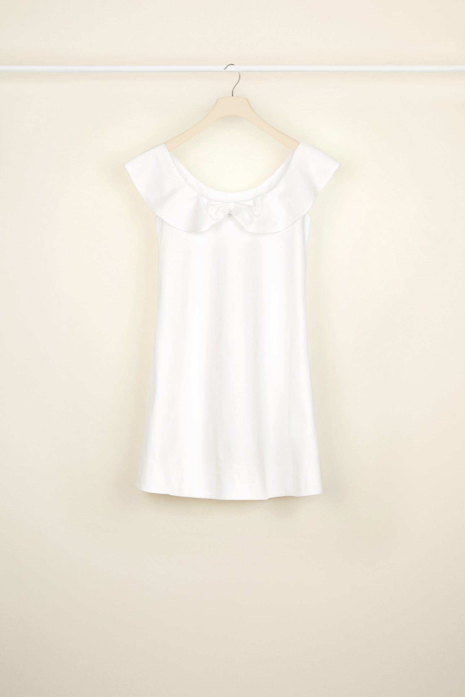 Robe à volants en coton chevronné - Perle