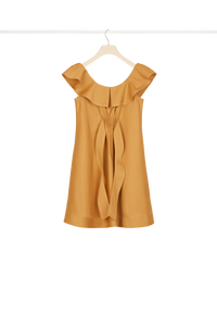 Robe à volants en coton chevronné - Cuivre