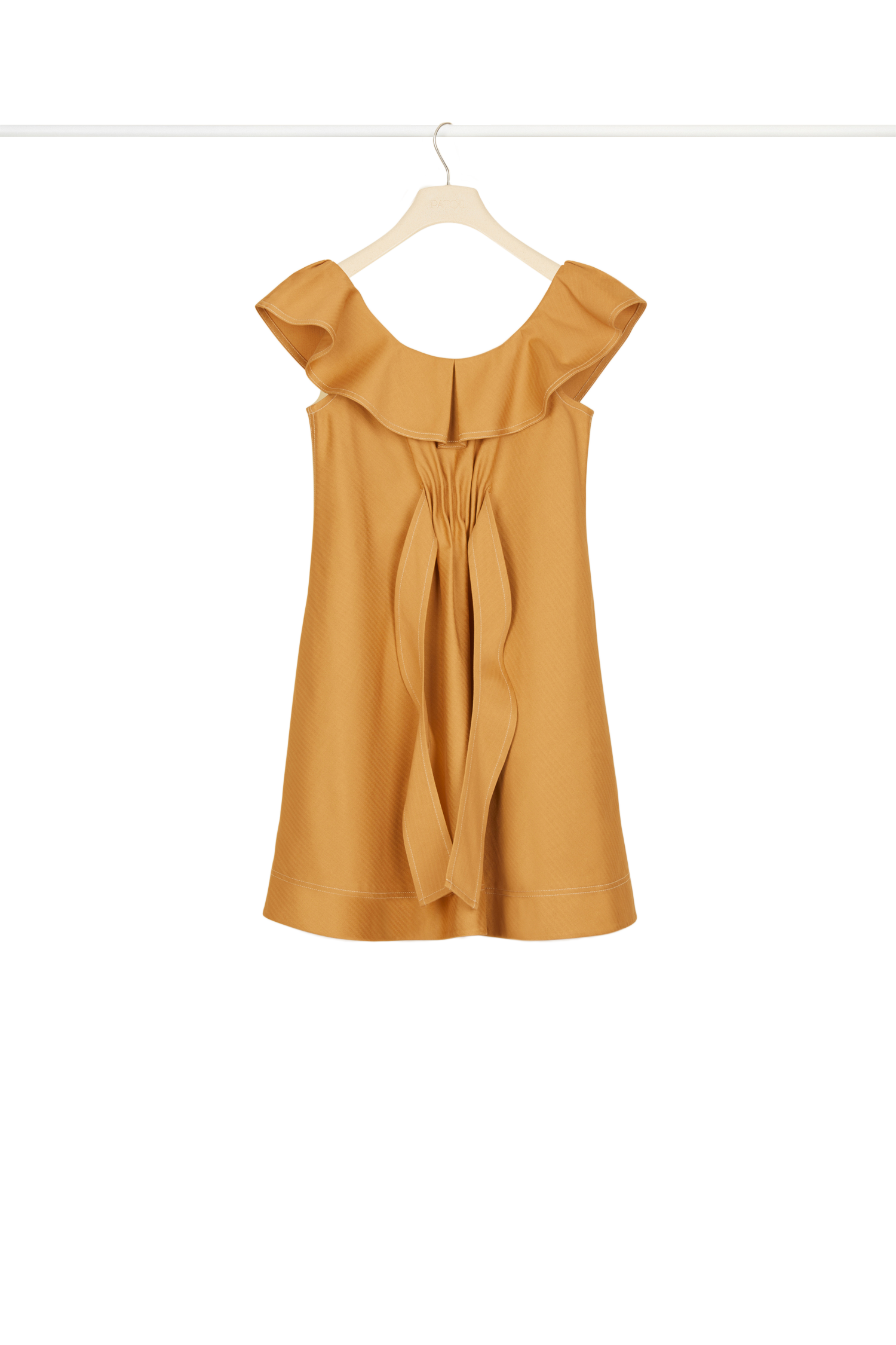 Robe à volants en coton chevronné - Cuivre