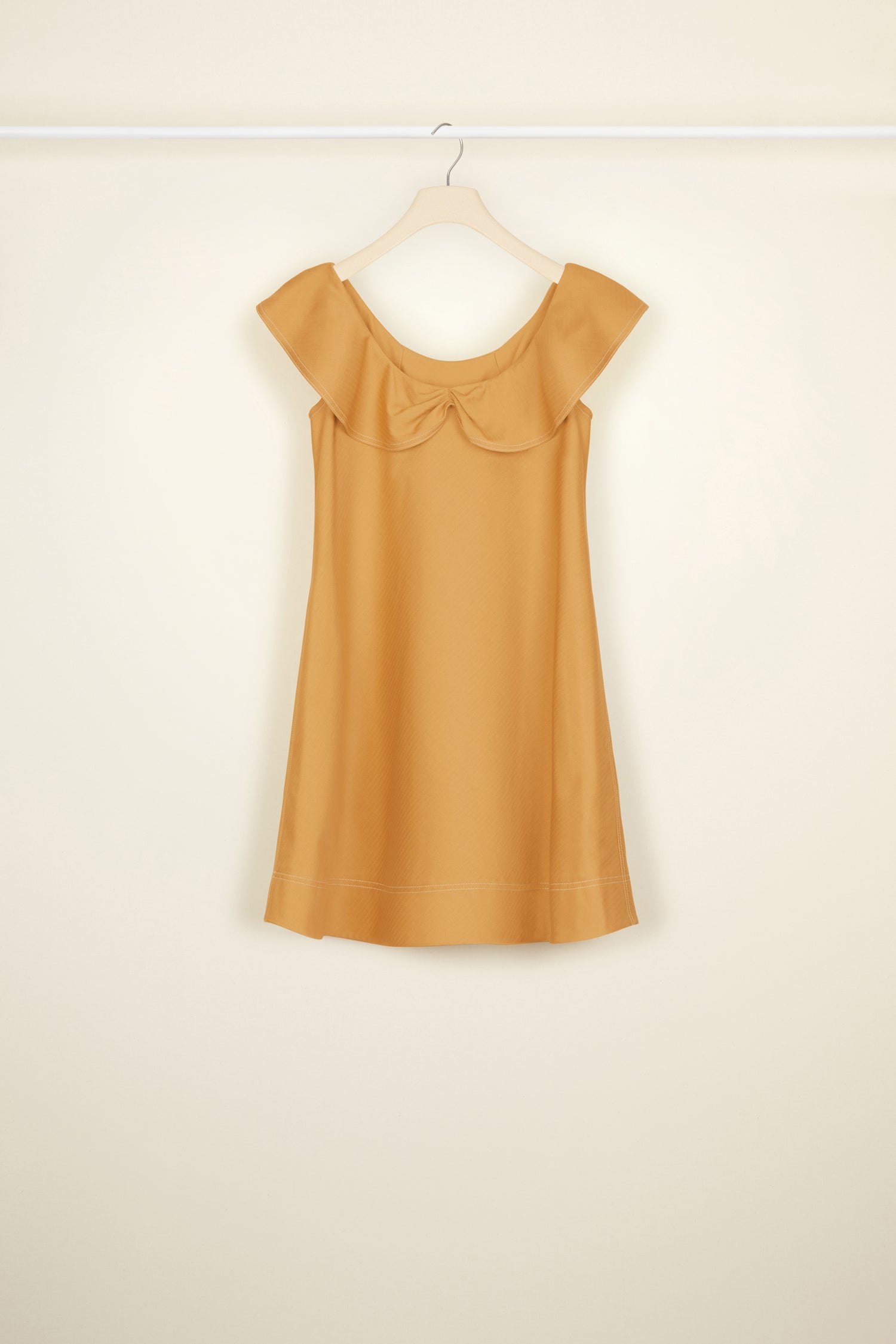 Robe à volants en coton chevronné - Cuivre