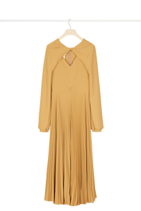Robe midi plissée à col twist - Sable
