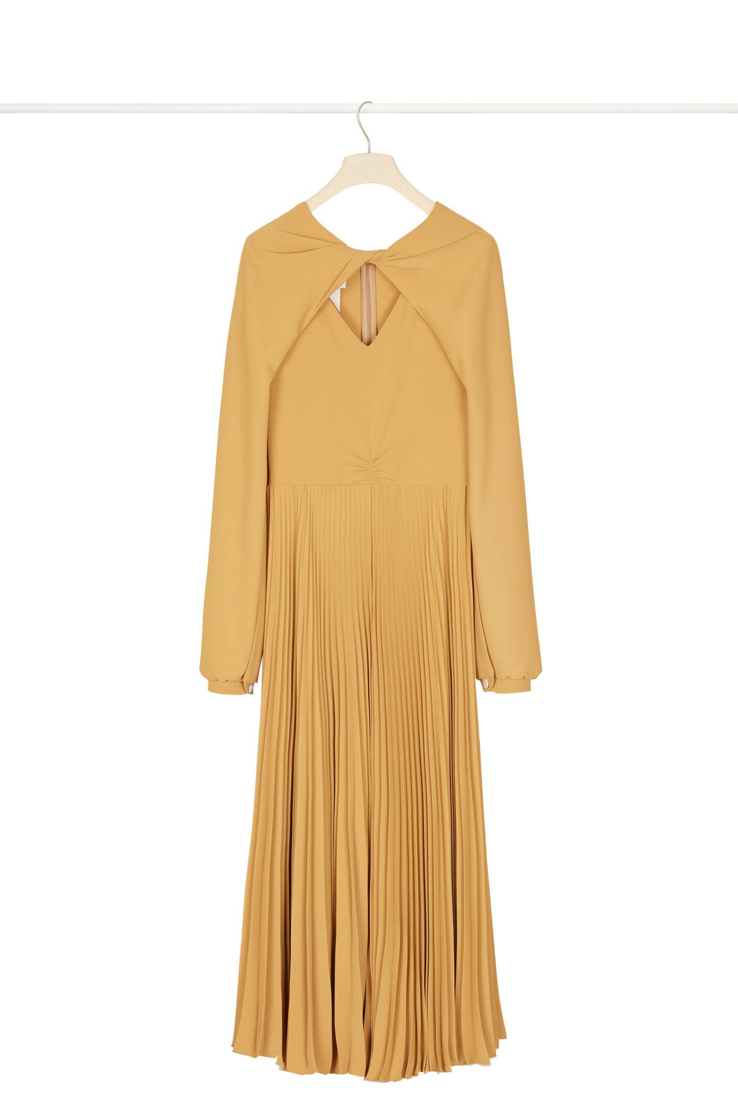 Robe midi plissée à col twist - Sable