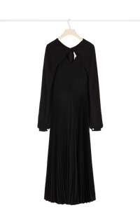 Robe midi plissée à col twist - Noir