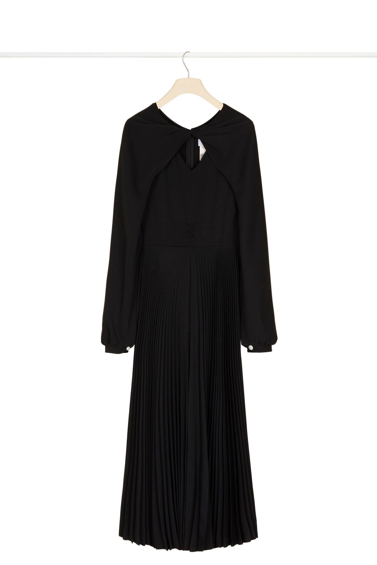 Robe midi plissée à col twist - Noir