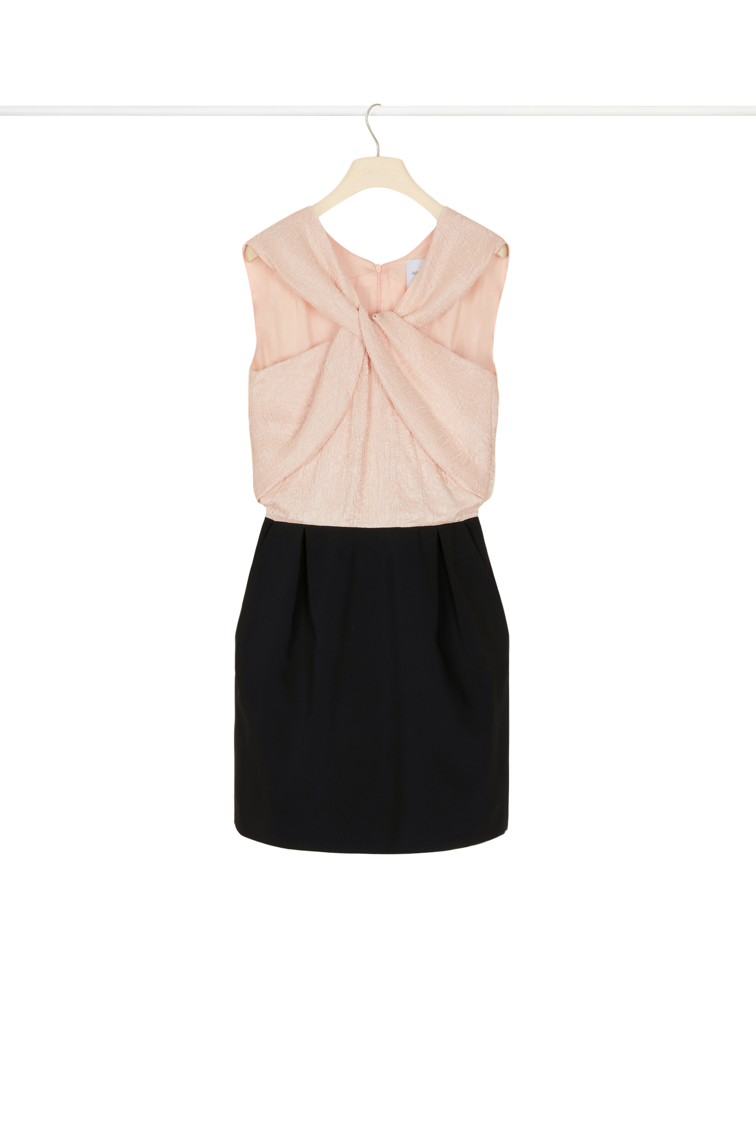 Robe courte bicolore à col twist - Rose et Noir