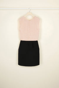 Robe courte bicolore à col twist - Rose et Noir
