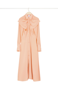Robe midi à col noeud - Corail