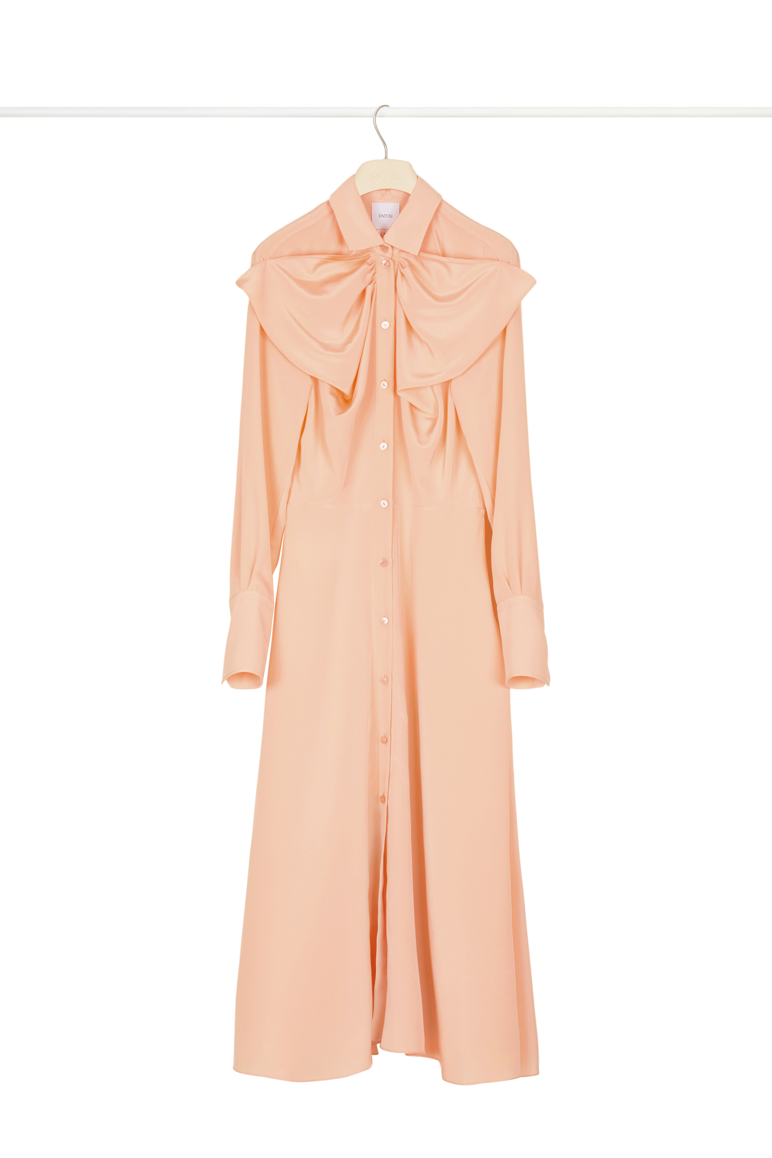 Robe midi à col noeud - Corail