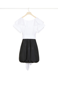 Robe boule en coton à dos croisé - Noir et Blanc