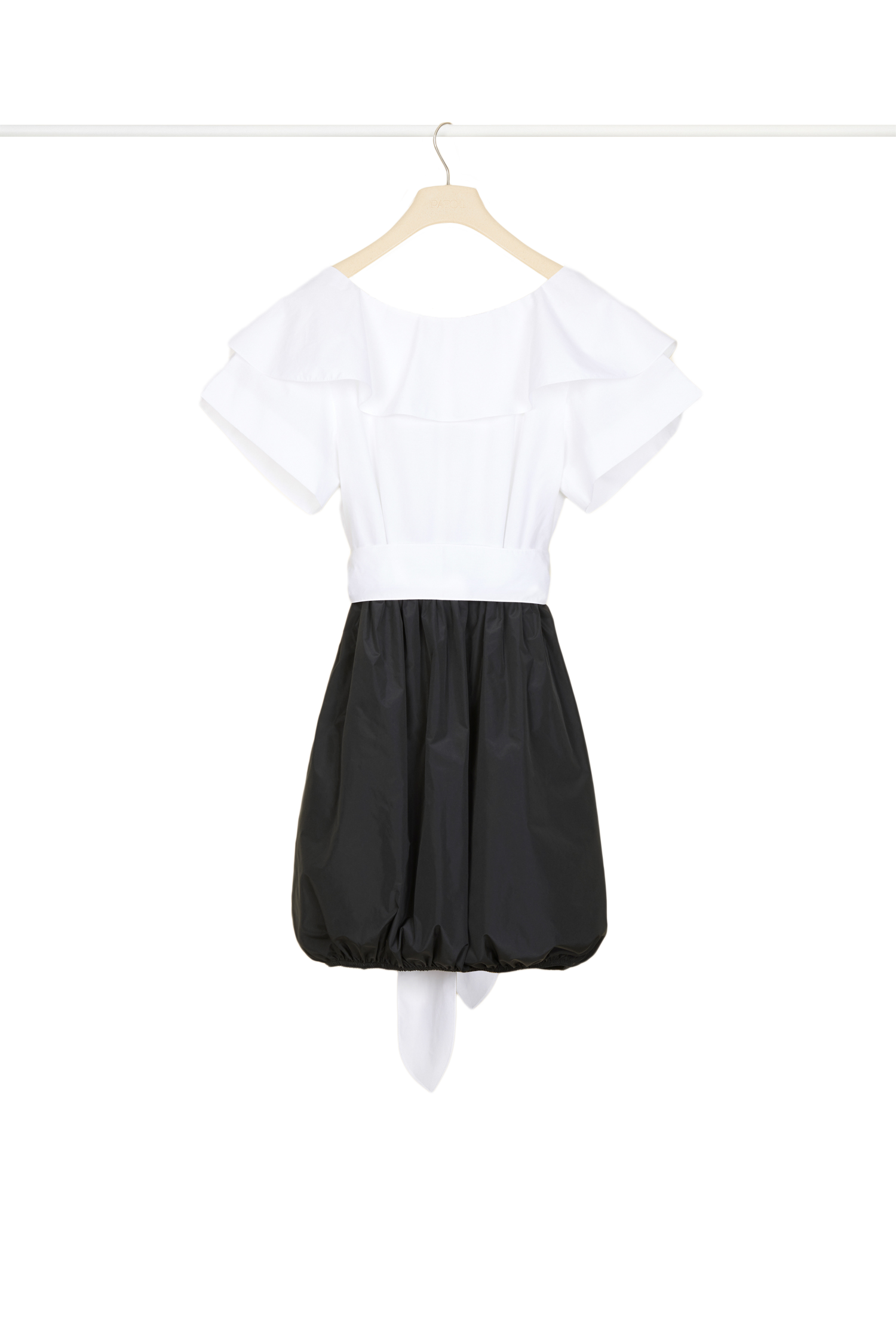 Robe boule en coton à dos croisé - Noir et Blanc