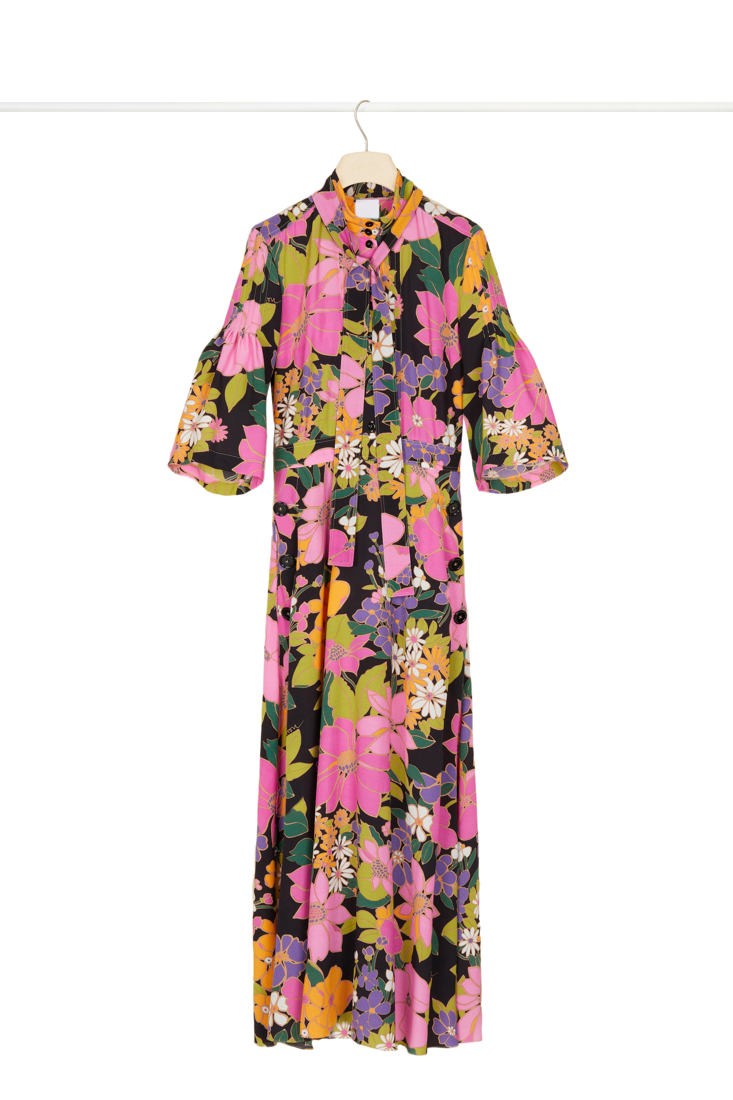 Robe midi imprimée à col foulard - Autumn Flowers