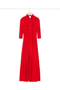 Robe midi à col foulard - Rouge