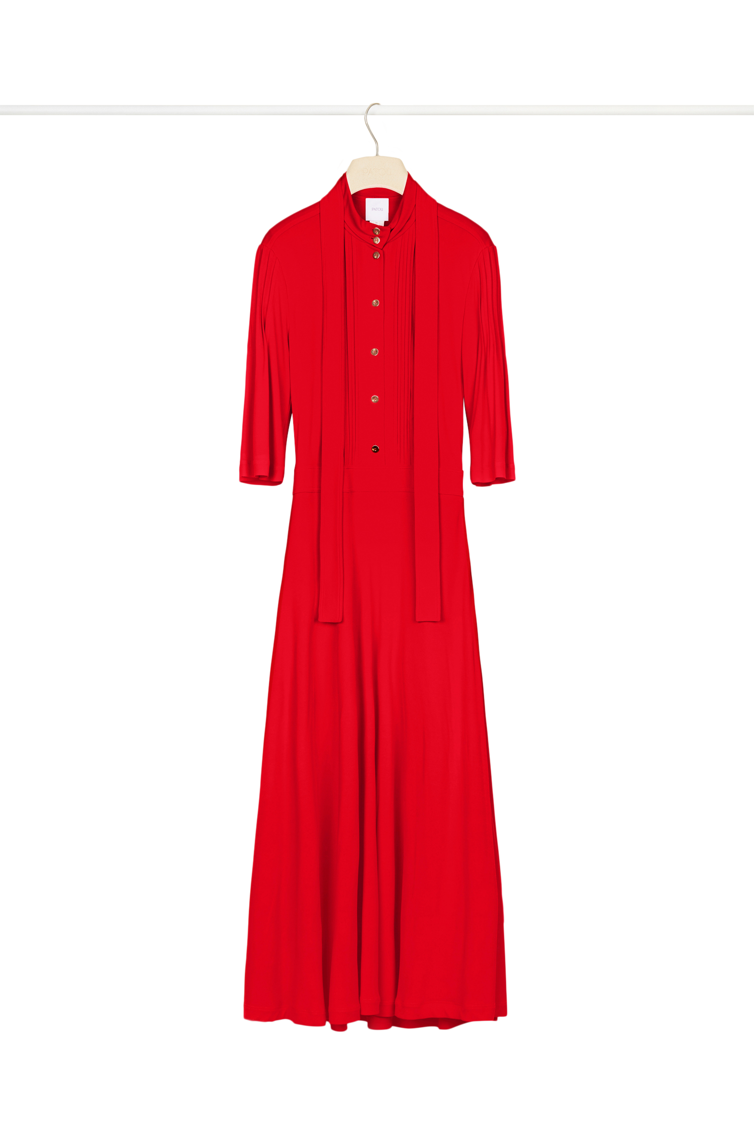 Robe midi à col foulard - Rouge