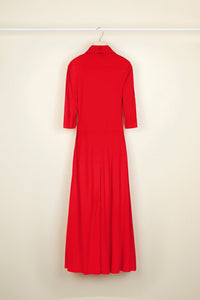Robe midi à col foulard - Rouge