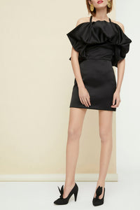 Robe courte à volants - Noir