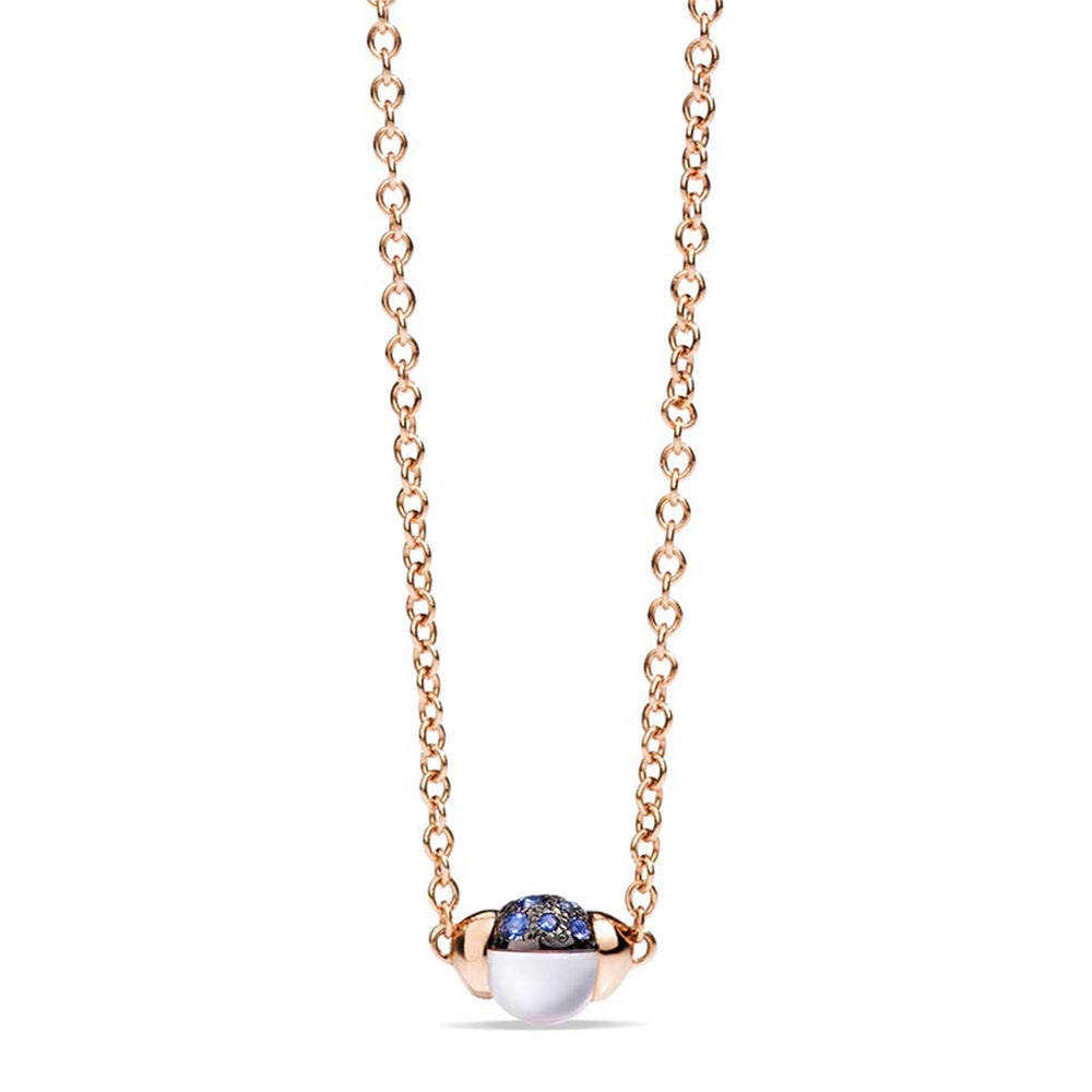 Collier M'Ama Non M'Ama en Or Rose 18K & Pierre de Lune et Saphir Blanc