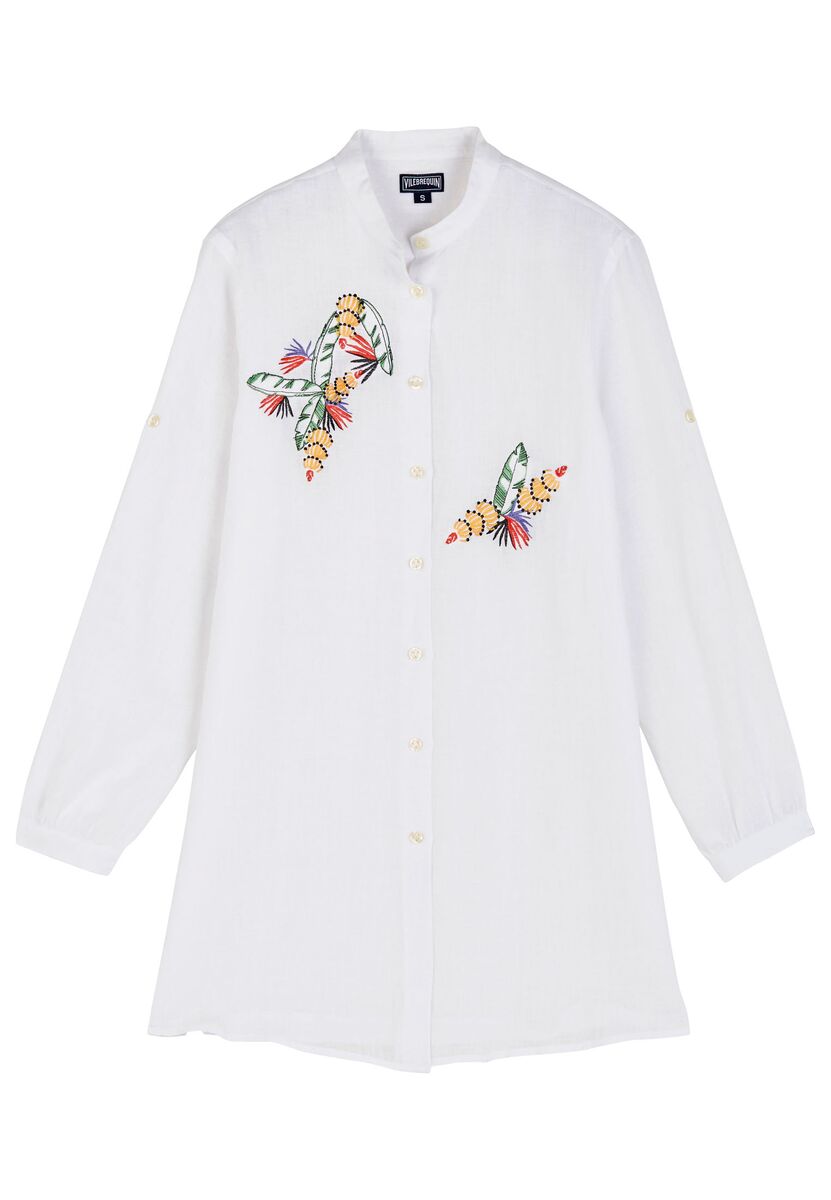 BLANC ROBE CHEMISE FRANCHE FEMME