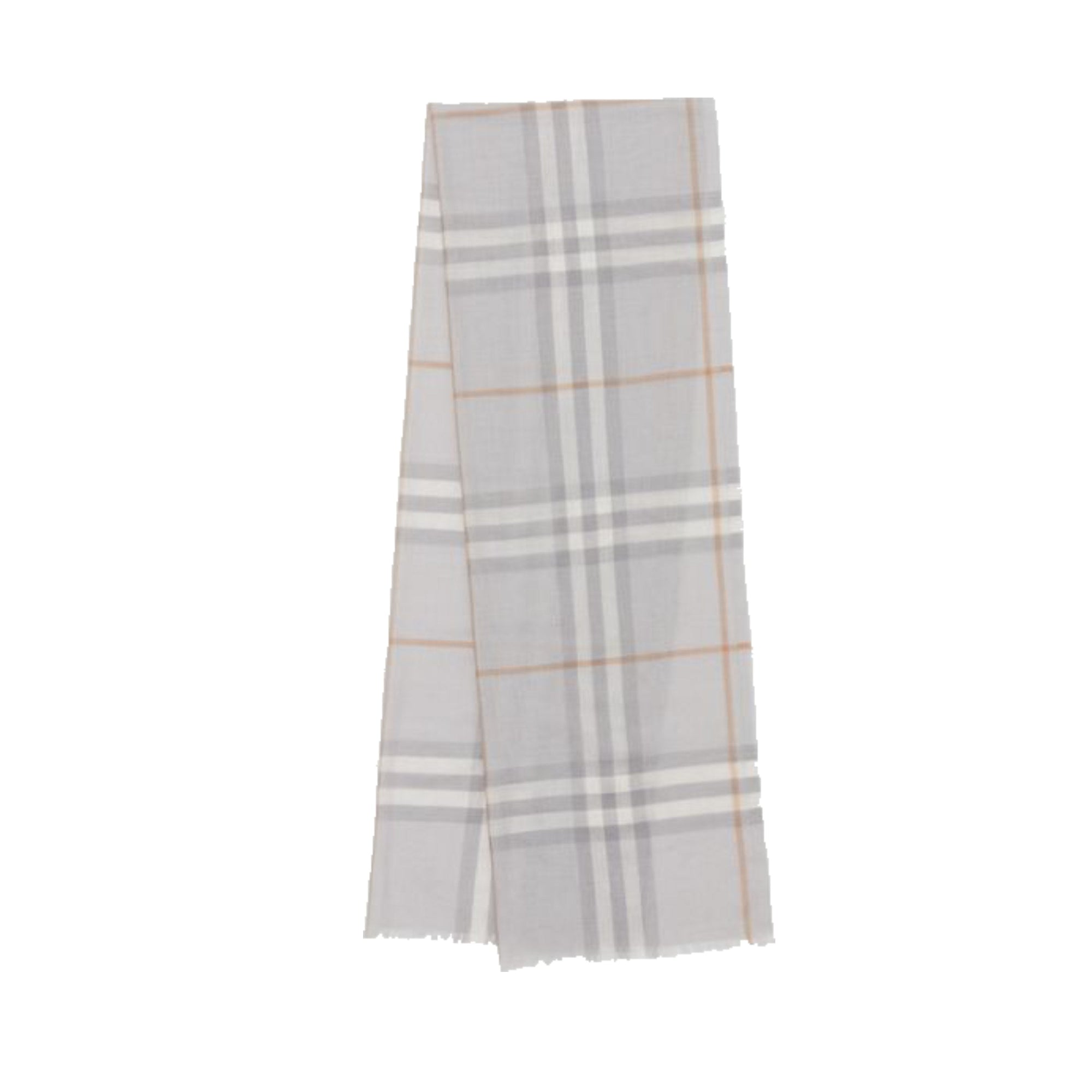 Écharpe légère en laine et soie check - Gris Clair