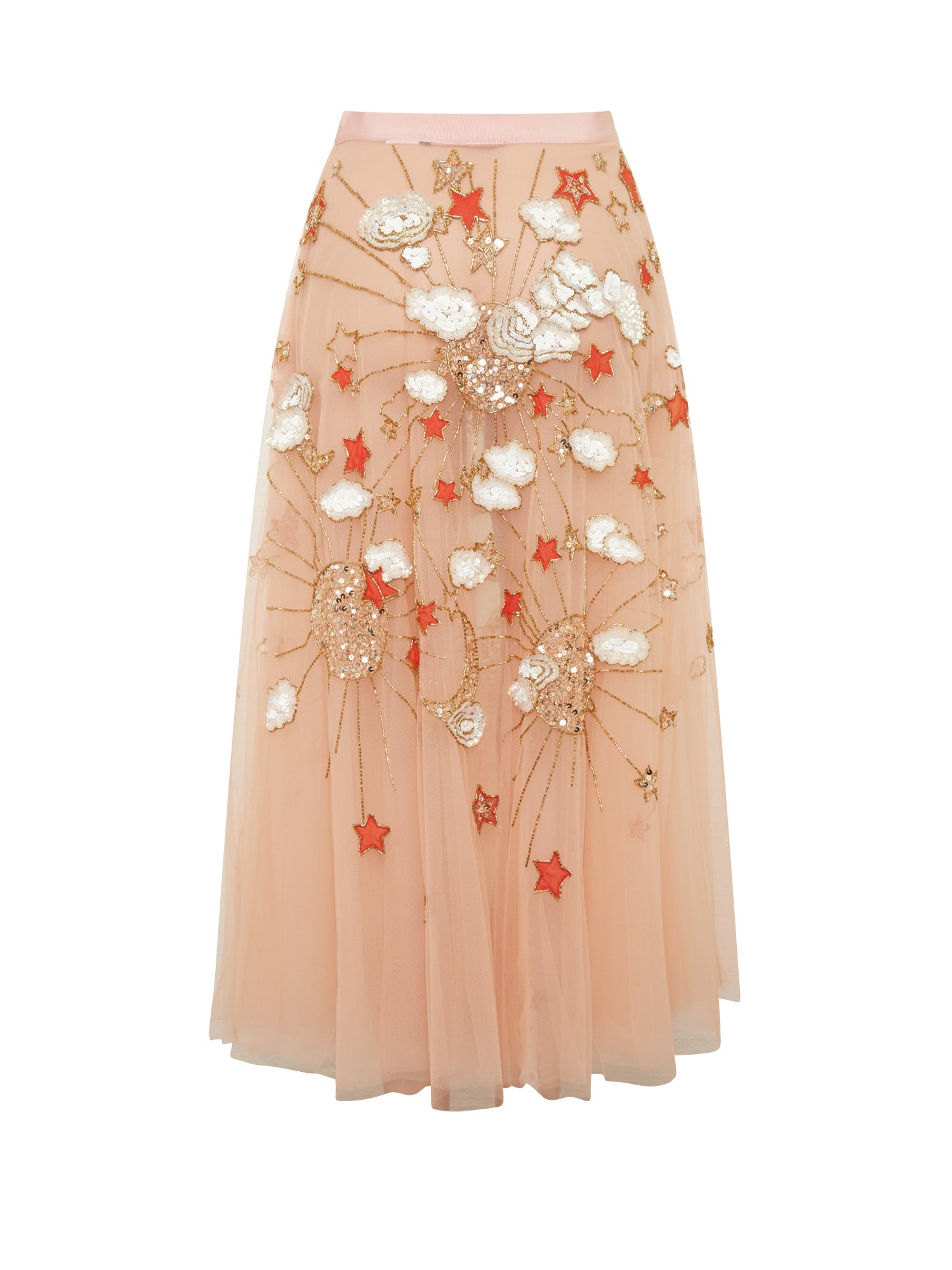 Jupe E.Franchi en tulle brodée - Rose